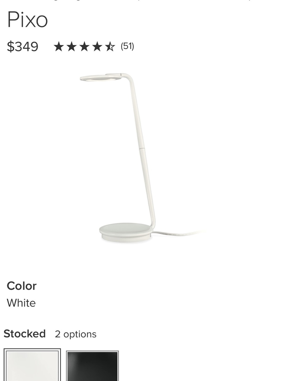 Pixo White LED Desk Lamp